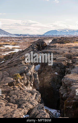 Continental Kluft zwischen der nordamerikanischen und der eurasischen Platte, Mittelatlantischen Rücken, Rift Valley, Silfra Riss, Krafla Stockfoto