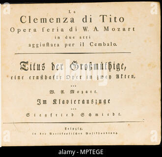 La clemenza di Tito. Die erste Ausgabe des Vocal score, 1795. Stockfoto