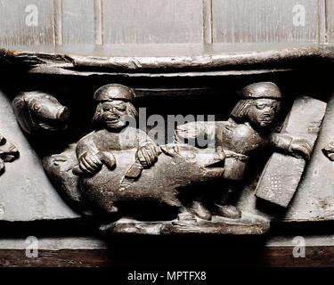 Misericord, Kirche St. Maria, Welligkeit, Worcestershire, c 2006. Künstler: James O Davies. Stockfoto