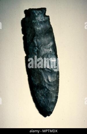 North American Indian archaische Stein abgesplittert Spear Point, Altsteinzeit. Artist: Unbekannt. Stockfoto