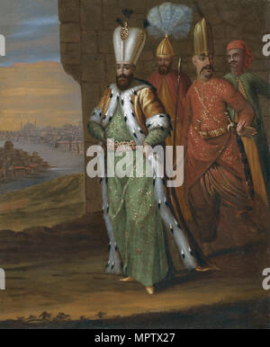 Sultan Ahmed III. (1673-1736) und seinem Gefolge. Stockfoto