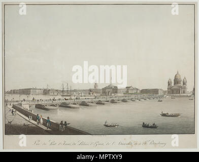 Blick auf die St. Isaacs Brücke in St. Petersburg. Stockfoto