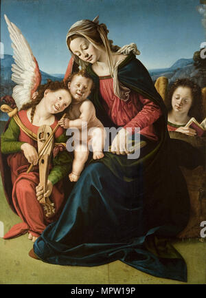 Die Jungfrau und Kind mit zwei Engel, ca 1507. Stockfoto