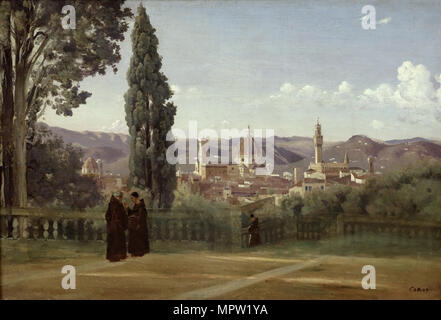 Blick auf Florenz von den Boboli-gärten, ca 1835-1840. Stockfoto