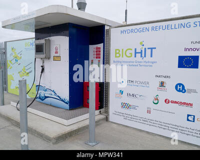 Wasserstofftankstelle in Kirkwall, Orkney Isles Stockfoto