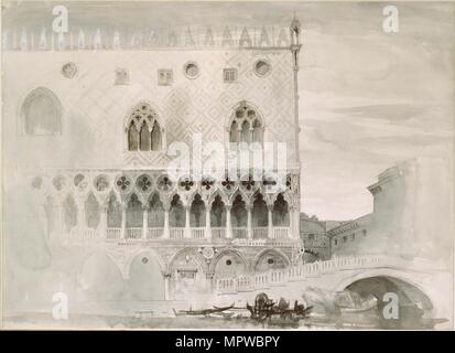 Das Äußere des Ducal Palace, Venedig, 1852. Artist: John Ruskin. Stockfoto