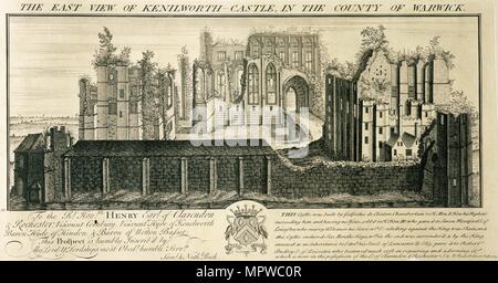 "Der Osten Ansicht von Kenilworth Castle in der Grafschaft von Warwick", 1729. Künstler: Nathaniel Buck, Samuel Buck. Stockfoto