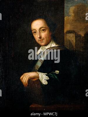 Horace Walpole, 4. Earl of Orford, englischer Historiker, Antiquariaten und Politiker, 1754 Künstler: John Giles Eccardt. Stockfoto