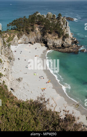 Plage de l'Ile Vierge Strand, Pointe de Saint-Hernot, Halbinsel Crozon, Finistère, Bretagne, Frankreich. Stockfoto