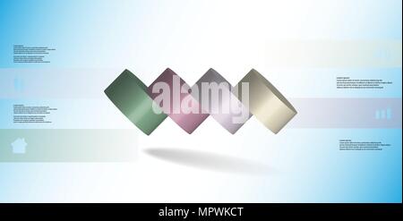 3D-Illustration Infografik Vorlage mit dem Motiv des Horizontal geschnitten Zylinder zu vier Farbe teilen, die verschüttet sind. Einfache Zeichen und Text ist in colo Stock Vektor