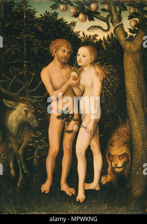 Adam und Eva im Paradies, 1531. Stockfoto