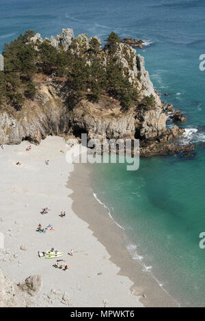 Plage de l'Ile Vierge Strand, Pointe de Saint-Hernot, Halbinsel Crozon, Finistère, Bretagne, Frankreich. Stockfoto