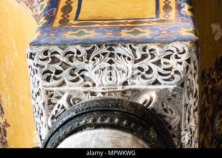 ISTANBUL, Türkei - 15. MAI 2018: Einrichtung der Spalte in der Hagia Sophia Kathedrale. Die Basilika ist in der ganzen Welt berühmten Monument der byzantinischen Architektur, Symbol der Stockfoto