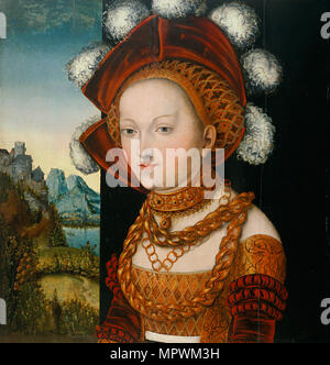 Ein fein gekleidete junge Dame, ca 1530. Stockfoto