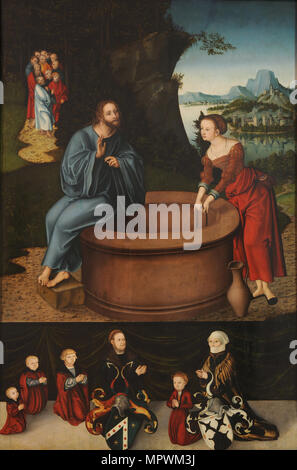 Christus und die Samariterin am Jakobsbrunnen, ca 1525-1537. Stockfoto