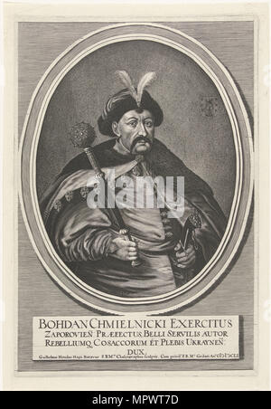 Portrait von Hetman Bohdan Khmelnytsky (1595-1657), 1651. Stockfoto