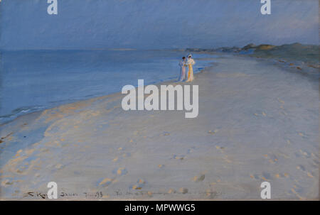 Sommerabend auf der South Beach von Skagen. Anna Ancher und Marie Krøyer, 1893. Stockfoto