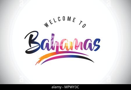 Bahamas Willkommen auf Nachricht in Lila dynamischen und modernen Farben Vector Illustration. Stock Vektor