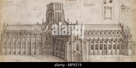 Old St Paul's Cathedral aus dem Nordosten, Mitte des 17. Jahrhunderts. Artist: Wenzel Hollar. Stockfoto