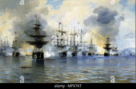 Die Seeschlacht von Navarino am 20. Oktober 1827, 1888. Stockfoto