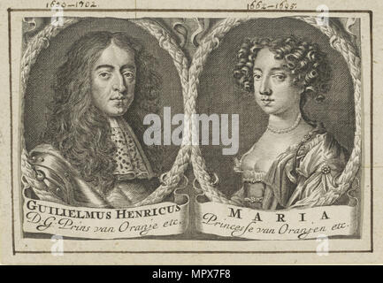 Hochzeit Portrait von Willem III. und Maria II Stuart, 1688. Stockfoto