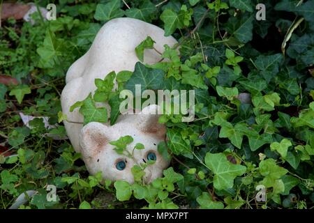 Verspielte Rasen cat Abbildung ausblenden in Ivy Stockfoto