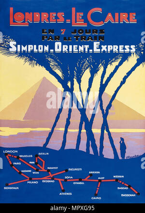 Simplon-Orient-Express, Londres - Le Caire, C. 1930. Stockfoto