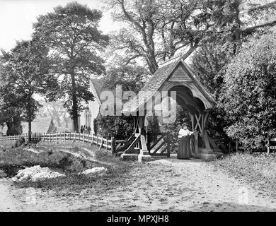 Lychgate, St Mary's Church, Aldworth, Berkshire, 1895. Artist: Henry verspotten. Stockfoto