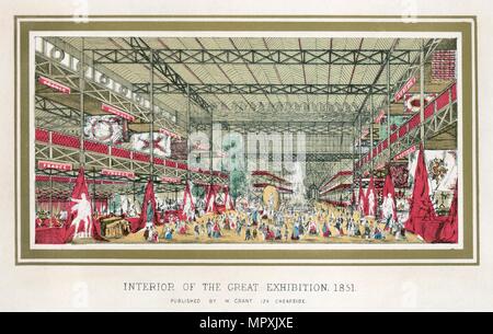 Große Ausstellung, Crystal Palace, Hyde Park, London, 1851. Artist: Unbekannt. Stockfoto