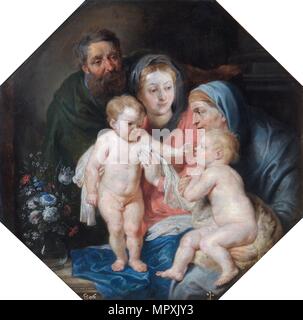 "Die Heilige Familie mit der hl. Elisabeth und Johannes', 17. Artist: Unbekannt. Stockfoto