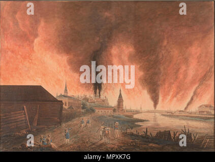 Brand von Moskau am 15. September 1812 (die Franzosen in Moskau), 1812. Stockfoto