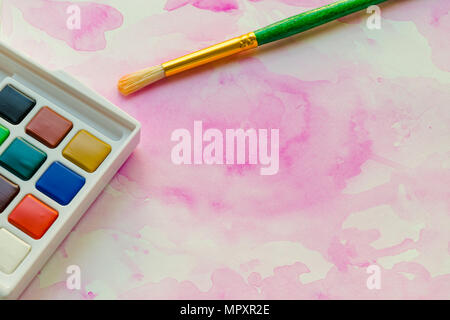 Abstrakte Aquarell Malerei und Zubehör Stockfoto