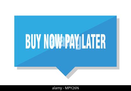 Jetzt kaufen, später bezahlen Blue Square Preis Stock Vektor
