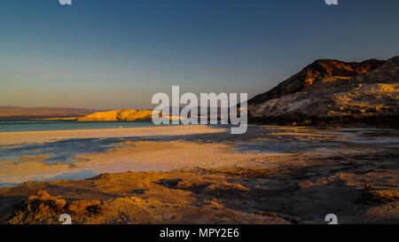 Panorama der Krater Salt Lake Assal, Dschibuti Stockfoto