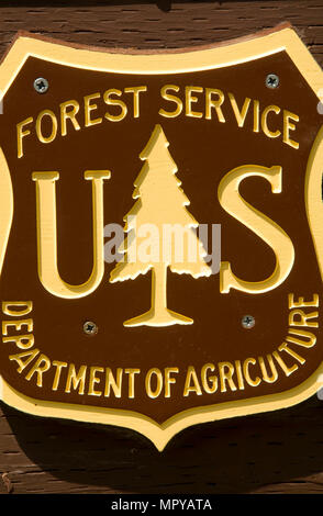 USFS logo, Mullan Straße Historic Site am 4. Juli 2009, Coeur d'Alene National Forest, Idaho Stockfoto