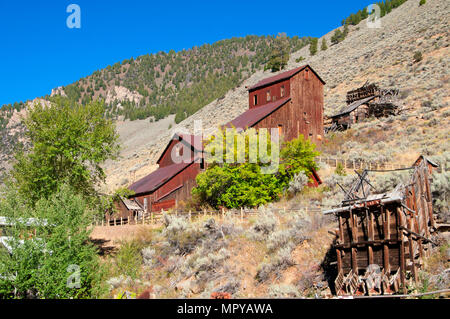 Bayhorse Mühle, Bayhorse Stadt Website, Land der Yankee Gabel State Park, Idaho Stockfoto