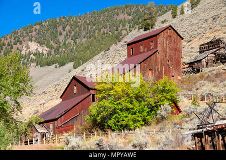 Bayhorse Mühle, Bayhorse Stadt Website, Land der Yankee Gabel State Park, Idaho Stockfoto