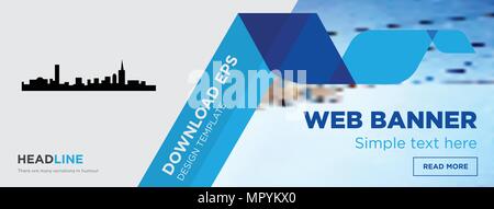 Boston sky Konzept horizontale Webseite banner Template Design auf abstrakten Hintergrund mit flache moderne isolierte Vektor Icon und geometrische Formen Stock Vektor