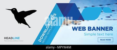Hummingbird Konzept horizontale Webseite banner Template Design auf abstrakten Hintergrund mit flache moderne isolierte Vektor Icon und geometrische Formen Stock Vektor