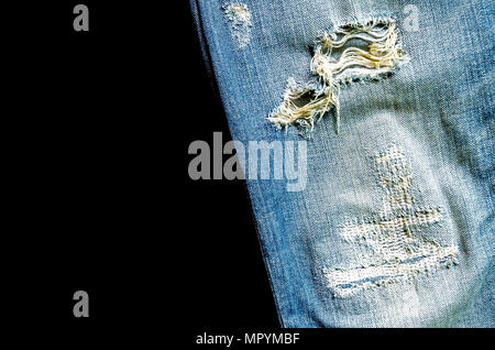 Textur von Jeans und blaue Jeans auf Holzboden, jeans Muster Hintergrund, Textur Jeans. Stockfoto