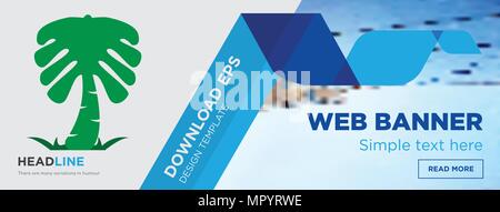 Saudi palm Konzept horizontale Webseite banner Template Design auf abstrakten Hintergrund mit flache moderne isolierte Vektor Icon und geometrische Formen. Stock Vektor