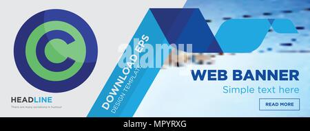 Copyright Free Konzept horizontale Webseite banner Template Design auf abstrakten Hintergrund mit flache moderne isolierte Vektor Icon und geometrische Formen. Stock Vektor