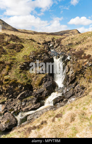 Die obere Partie des Grey Mare Schwanz Wasserfall, der Schwanz brennen Eingabe des Falls, in der Nähe von Moffat, Dumfries and Galloway, Schottland, Großbritannien Stockfoto