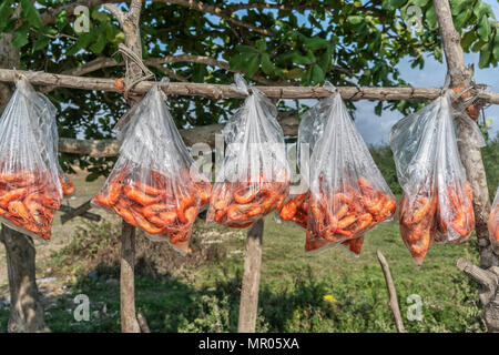 Afrikanische Straße, der Verkauf von Garnelen. Stockfoto