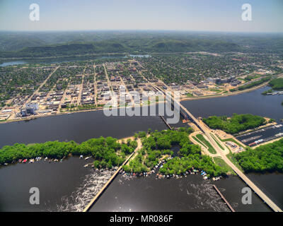 Winona ist eine Gemeinde im südlichen Minnesota am Mississippi Stockfoto