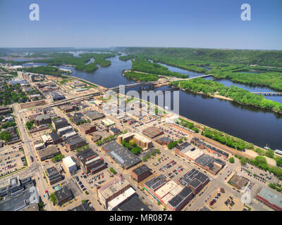 Winona ist eine Gemeinde im südlichen Minnesota am Mississippi Stockfoto
