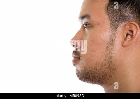 In der Nähe Profil ansehen junger asiatischer Mann Stockfoto