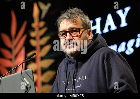 Hay Festival, Heu auf Wye, UK - Mai 2018 - Peter Florenz der Direktor der Hay Festival das erste Ereignis des Tages führt an der Hay Festival - Foto Steven Mai/Alamy leben Nachrichten Stockfoto