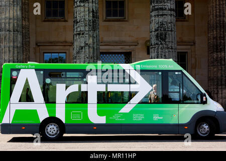 Edinburgh, Schottland. UK. 25. Mai 2018. Drücken Sie die Nationalen Galerien von Schottland (NGS) ist ein neuer, vollständig zugänglich Electric Bus - der erste seiner Art im öffentlichen Dienst in Schottland zu starten. Pako Mera/Alamy leben Nachrichten Stockfoto