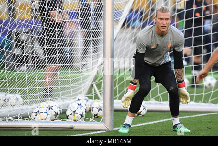 25. Mai 2018, in der Ukraine, Kiew: Fußball, FC Liverpool Training: Goalie Loris Karius dargestellt, während der Ausbildung an der Olimpiyskiy National Sports Complex. Real Madrid und FC Liverpool sind zu erfüllen, in der Champions League Finale am Samstag. Foto: Ina Faßbender/dpa Quelle: dpa Picture alliance/Alamy leben Nachrichten Stockfoto